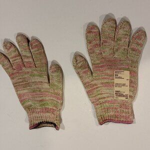 MUJI Japan Multi-color (Pink & Green) Knit Cotton Work/ Garden Gloves - OS